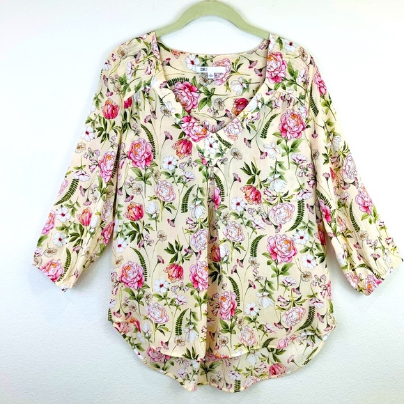 DR2 Tops - DR2 Floral Print V-Neck Blouse